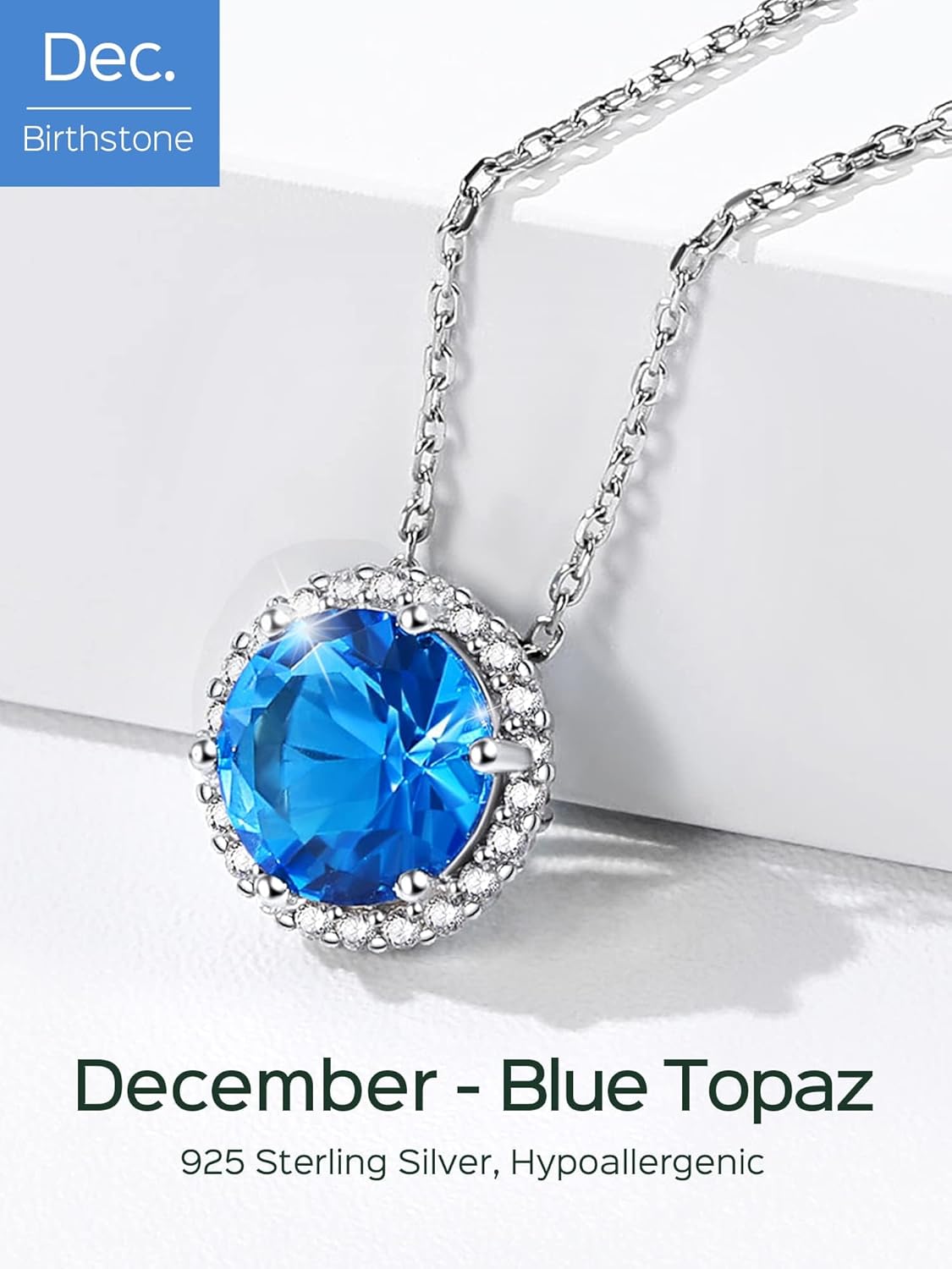 Round Cut Birthstone with Cubic Zirconia Necklace