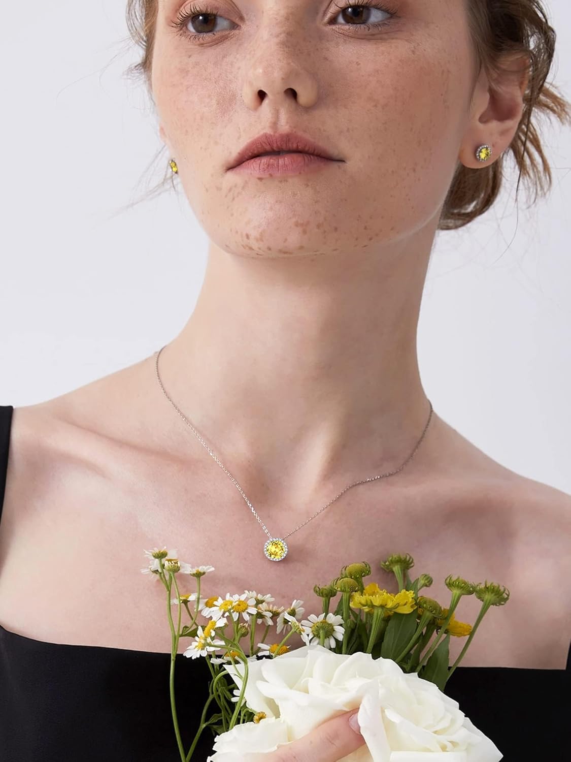 Round Cut Birthstone with Cubic Zirconia Necklace