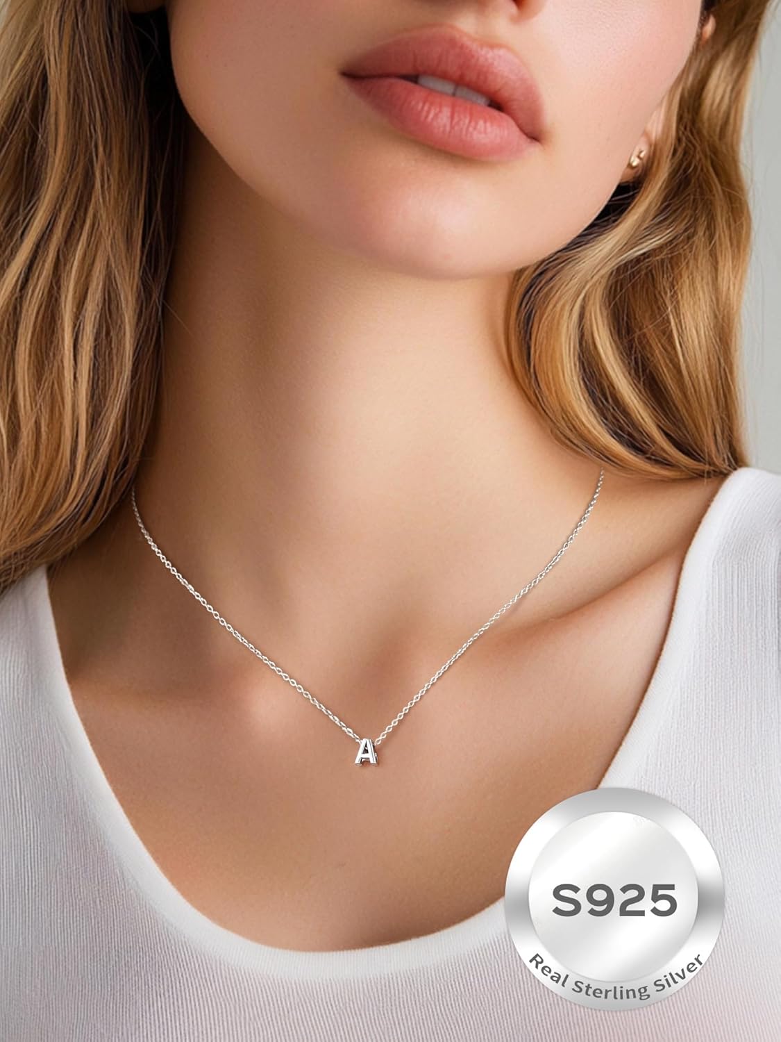 Initial Dainty Necklace for women, silver jewelry, A to Z  jewelry, gift idea