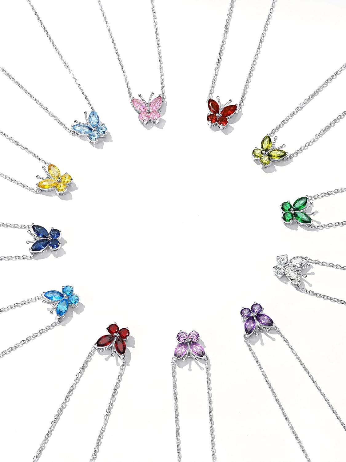 Adjustable Layered Butterfly Birthstone Anklet in Different Month Colors