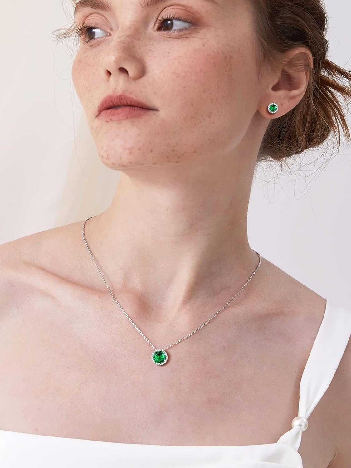 Round Cut Birthstone with Cubic Zirconia Necklace