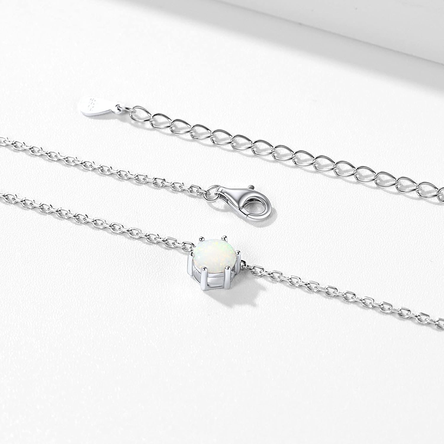 Round Cut Created Opal Gemstone Solitaire Pendant Necklace