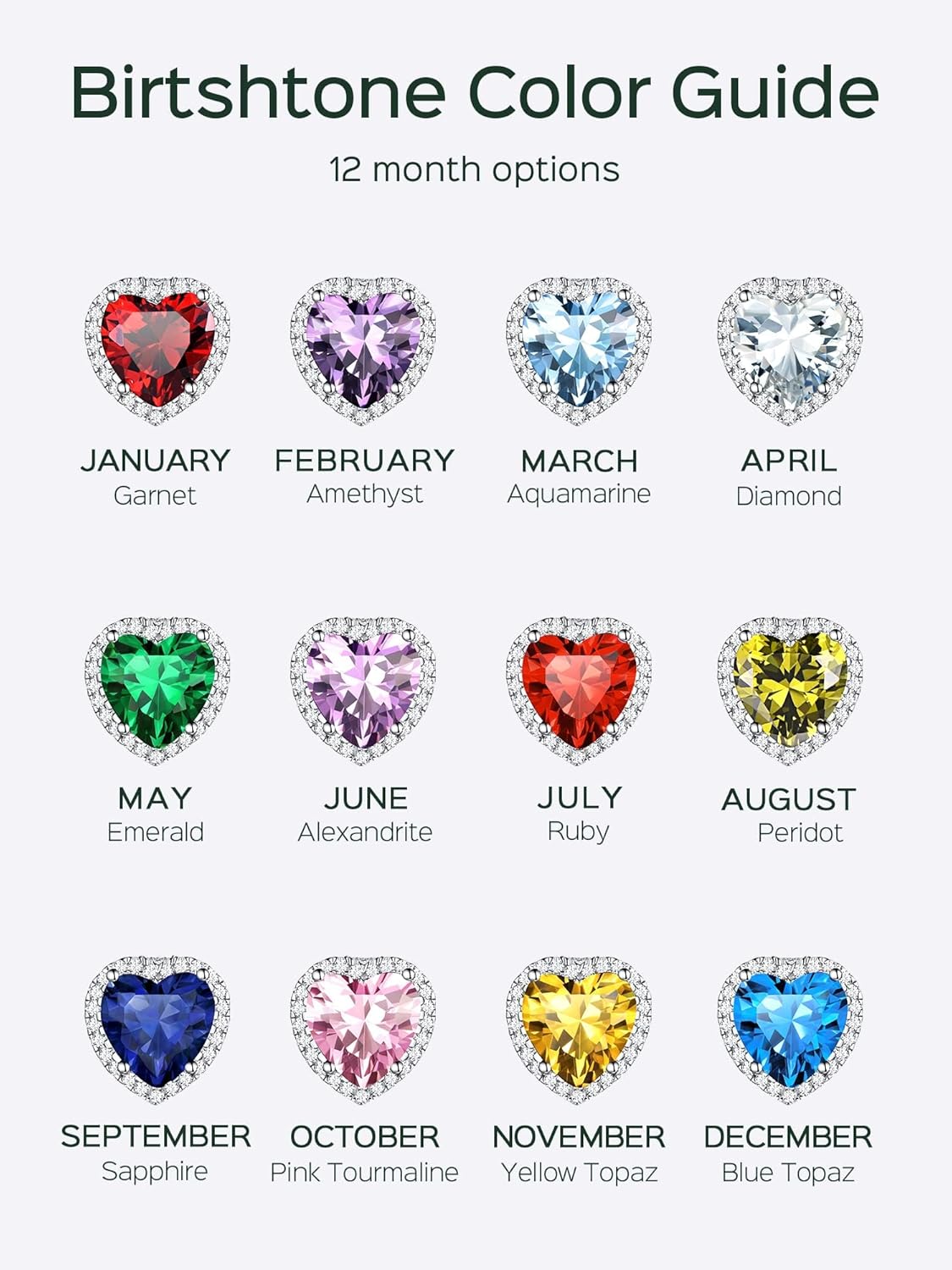 Heart Birthstone With Cubic Zirconia Necklace