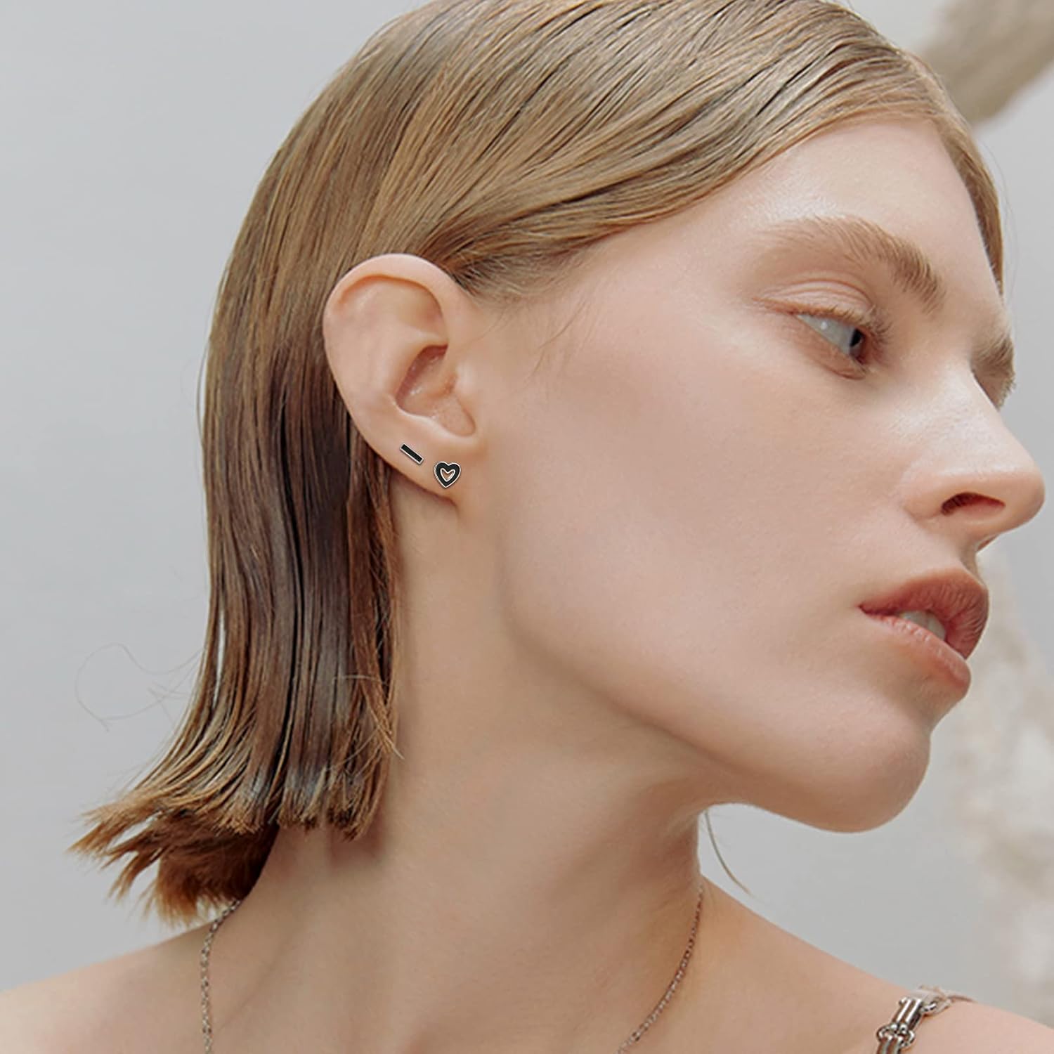 Black Hollow Heart Earrings for Women