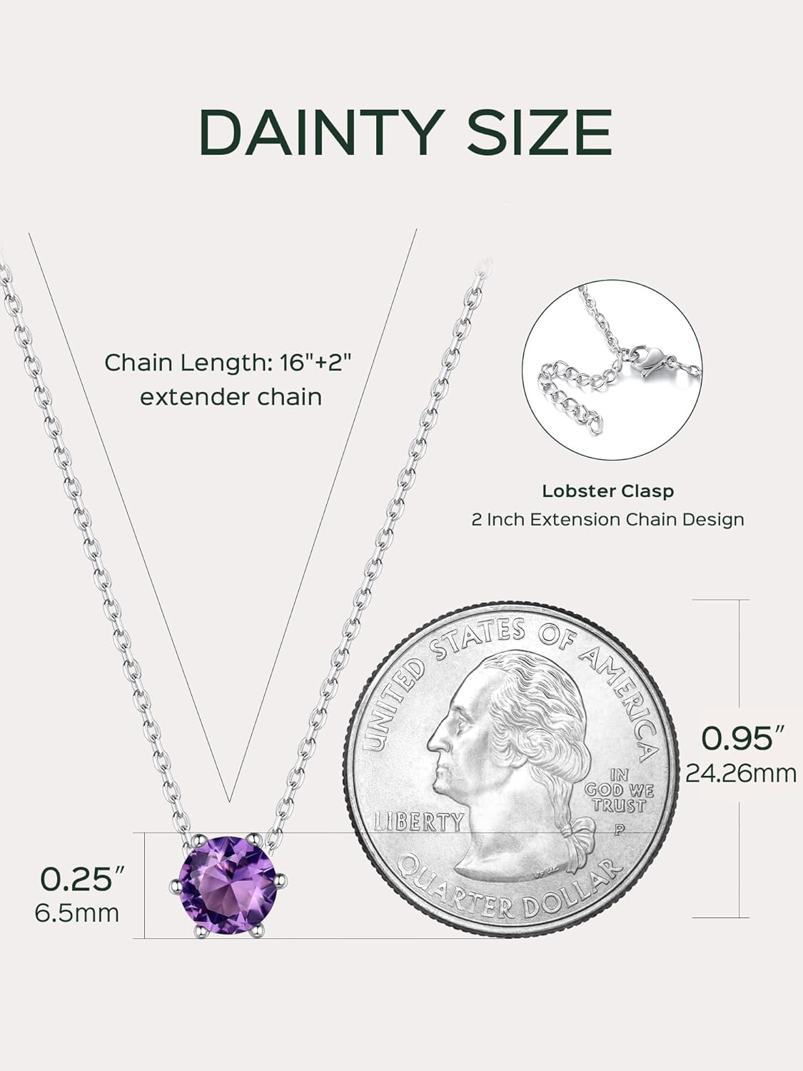 12 Months Sparkling Round Cut Created Birthstone Necklace for women, February birthstone, Amethyst Jewelry, Pisces Birthstone, Aquarius Birthstone, sterling silver necklace, gift idea