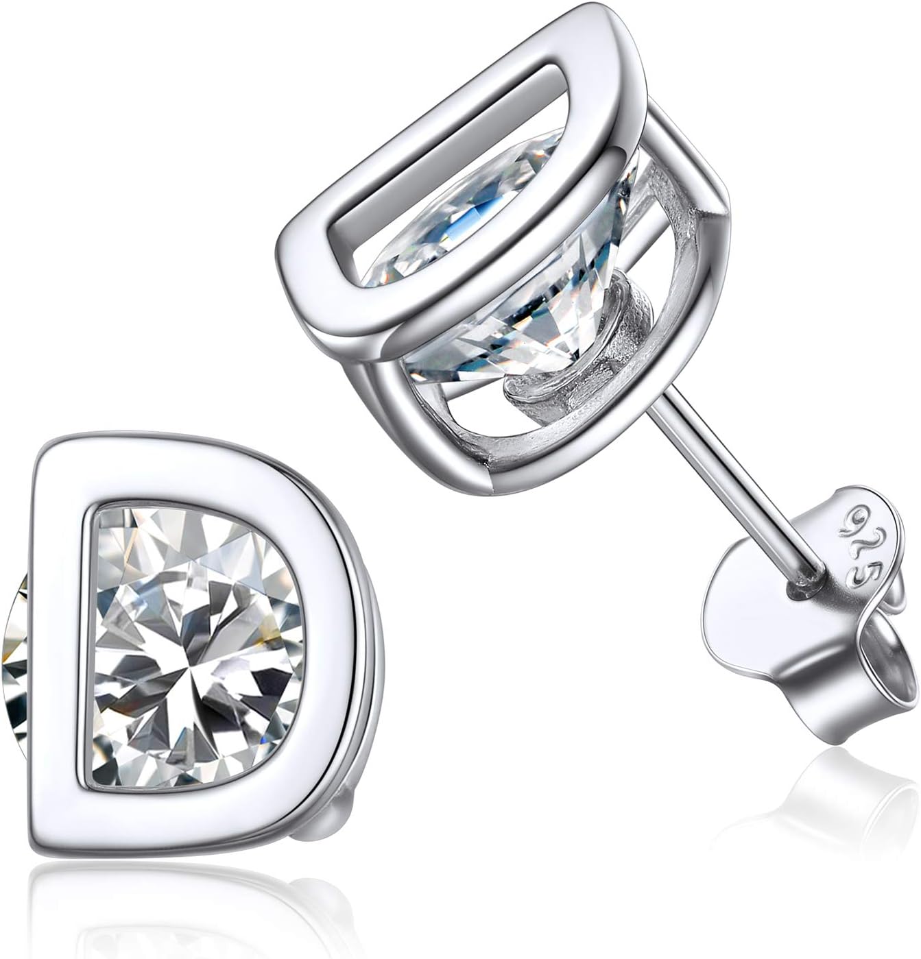 Dainty Initial & Cubic Zirconia Letter Stud Earrings