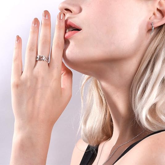 Minimalist Heart High Polish Adjustable Ring for Women