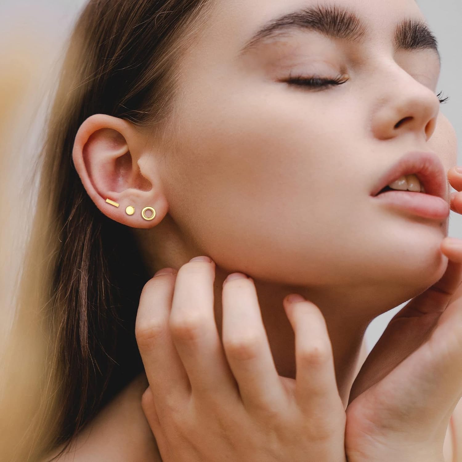 Dainty Simple Circle Stud Earrings for Women