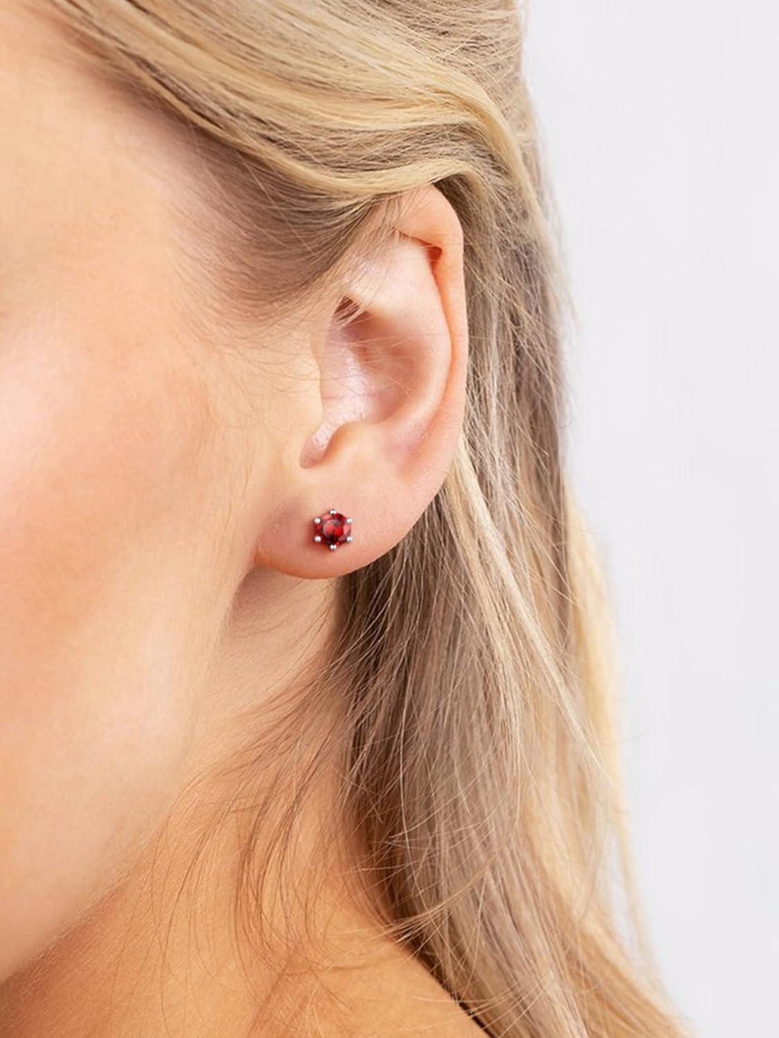 12 Months Sparkling Round Birthstone Halo Stud Earrings,  jan birthstone, Garnet Necklace, Capricorn Birthstone, Aquarius Birthstone, sterling silver earrings, gift idea