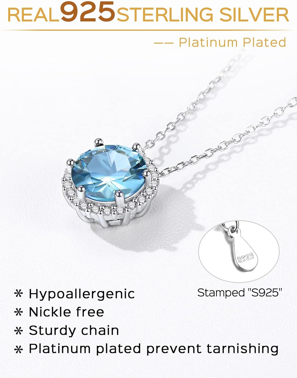 Round Cut Birthstone with Cubic Zirconia Necklace