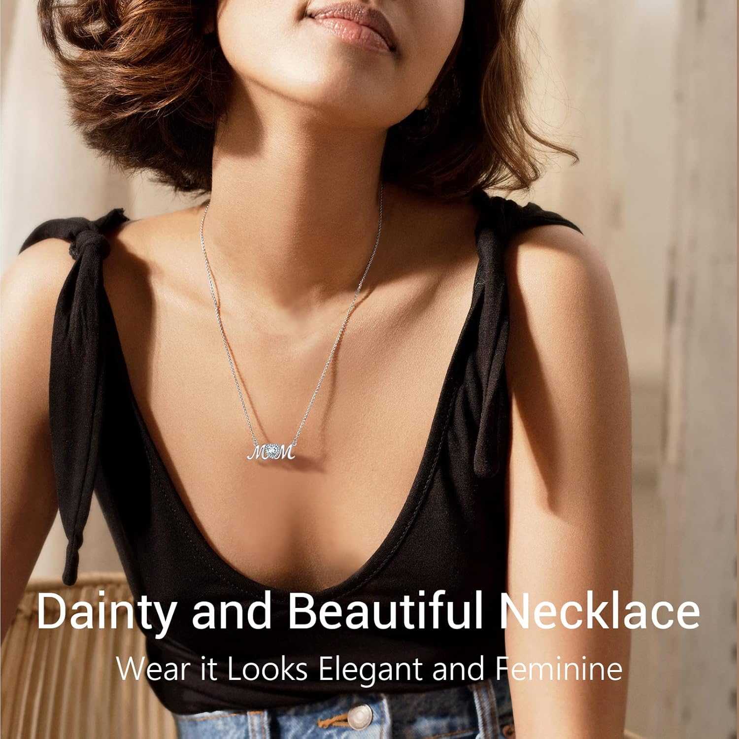 Mothers Day Birthstone Necklace for Women