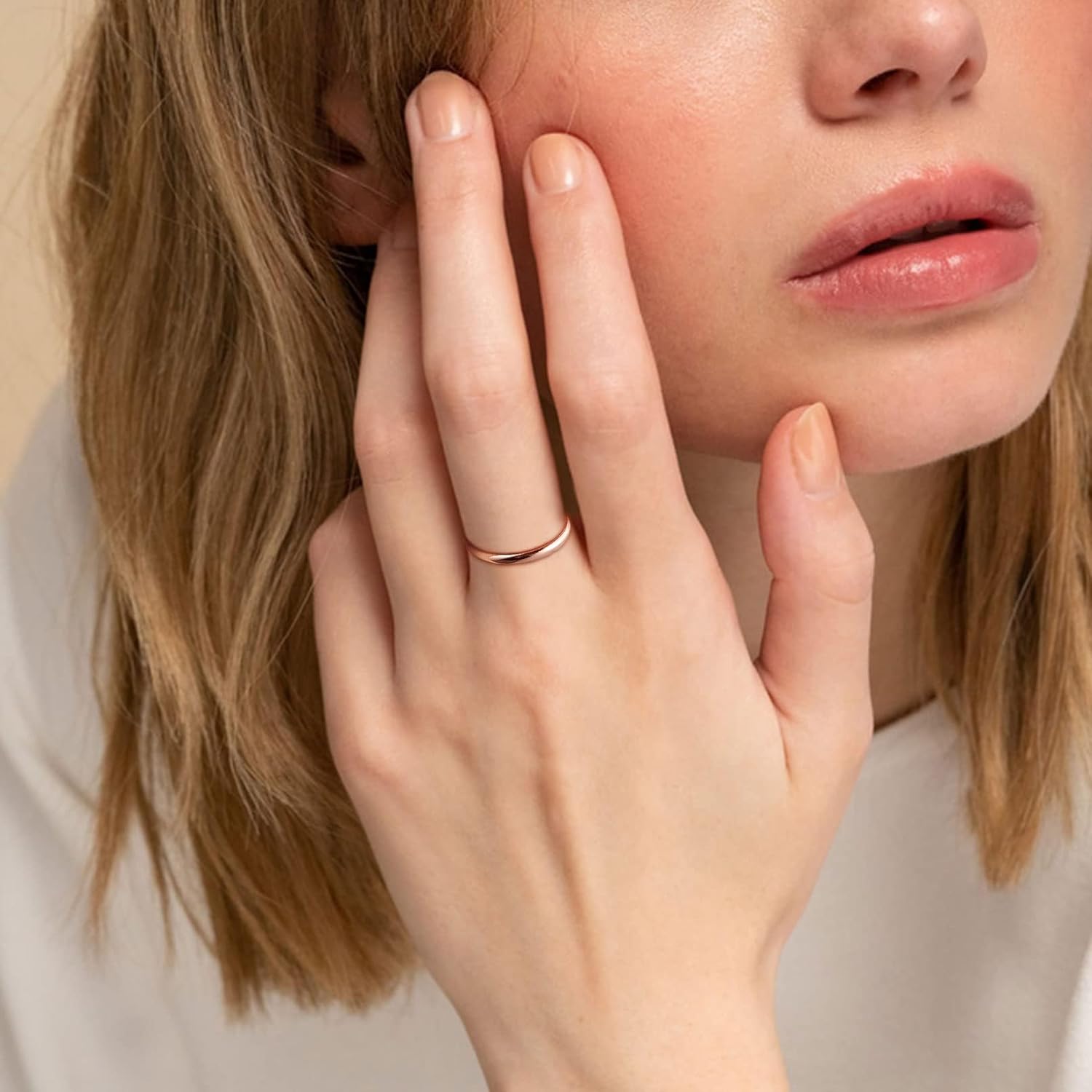 Plain Dome High Polished Wedding Band Rings for Women