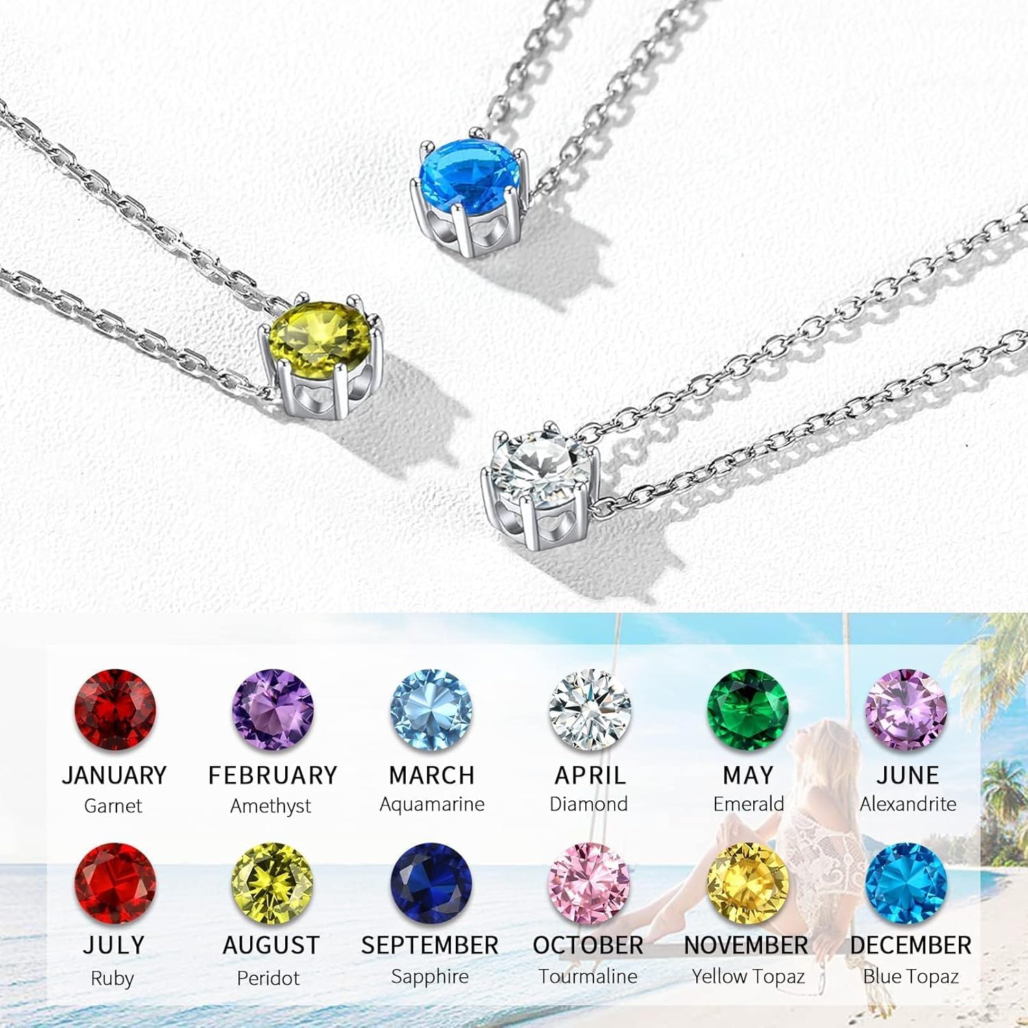 Simple Dainty Round Birthstone Ankle