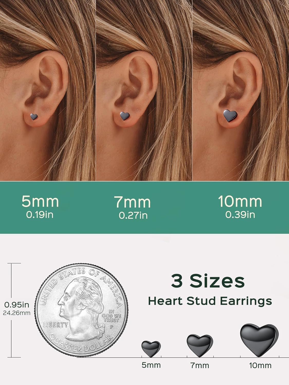 Classic 5mm Heart Stud Earrings for Women and Men, silver jewelry, gift idea, Sterling silver earrings, size cart