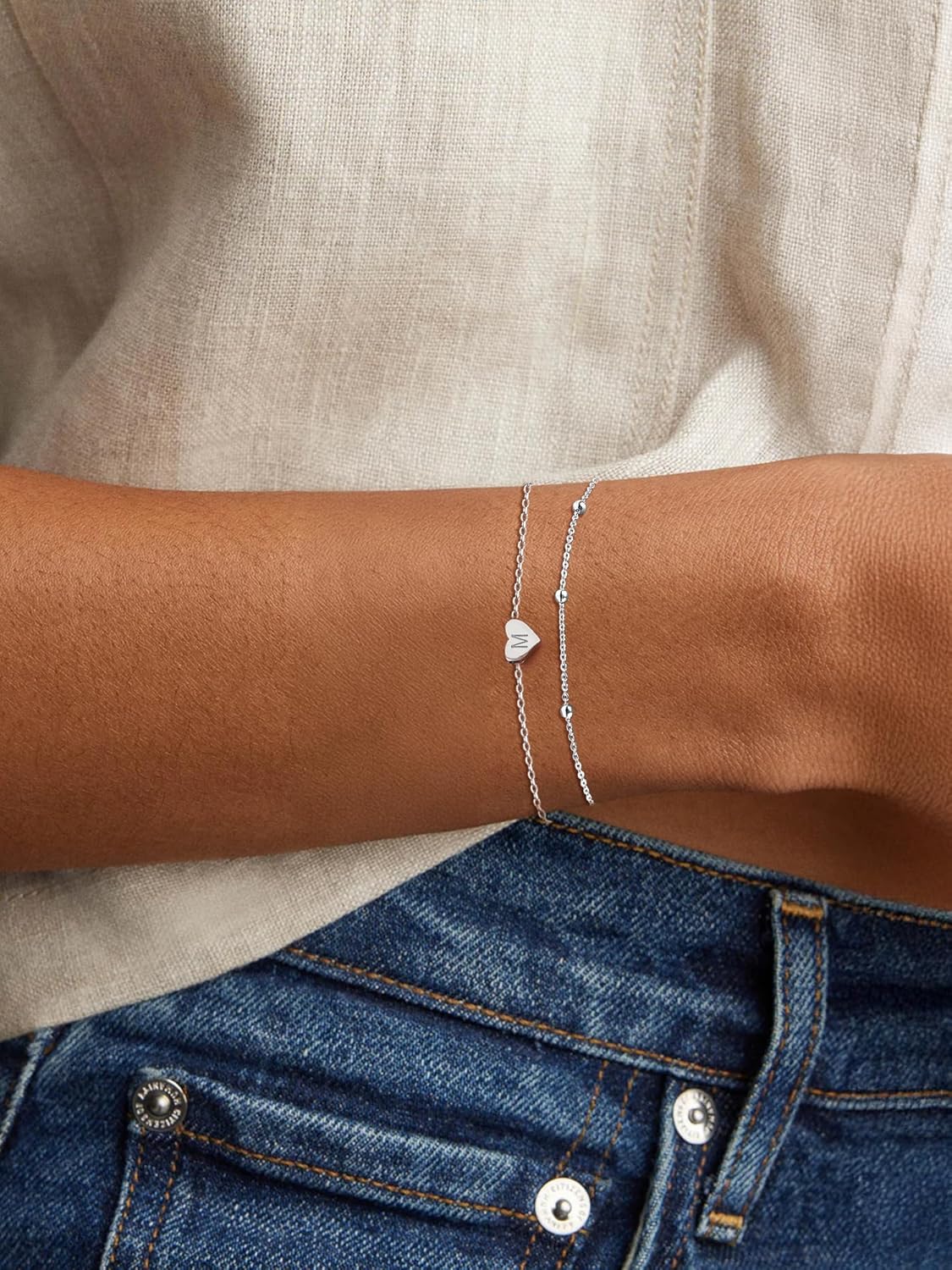Small Heart & Dainty Initial Letter Bracelet for women, sterling silver jewlery, initial bracelet, gift idea, heart jewelry
