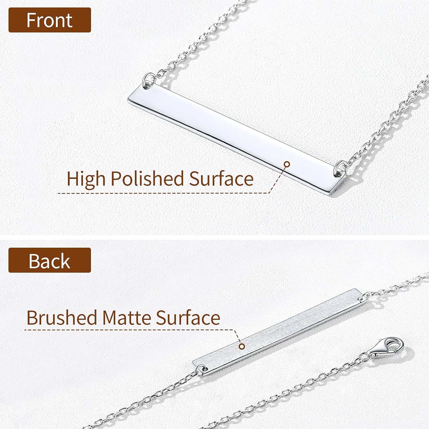 Vertical Bar Pendant Necklace in Different Surface