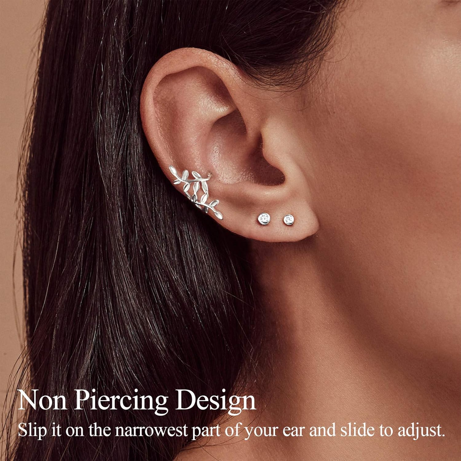 Leaf Non Piercing Clip on Cartilage Cuff Earrings for Women