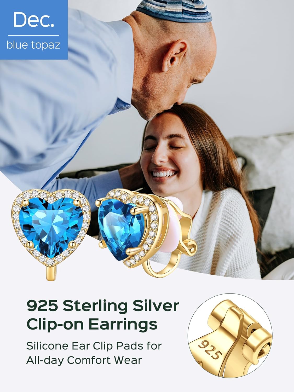 Hypoallergenic Birthstone Clip On Earrings