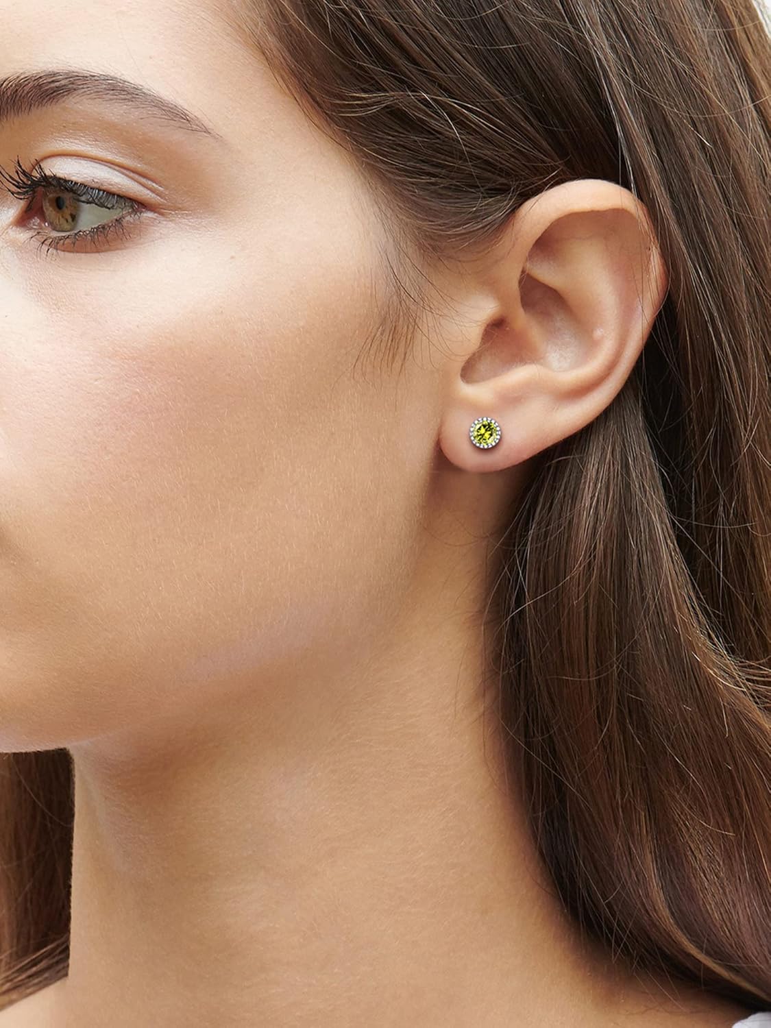 Solitaire Round Brilliant Birthstone Stud Earrings for her, august birthstone, Peridot Necklace, Leo Birthstone, Virgo Birthstone, sterling silver jewelry, gift idea