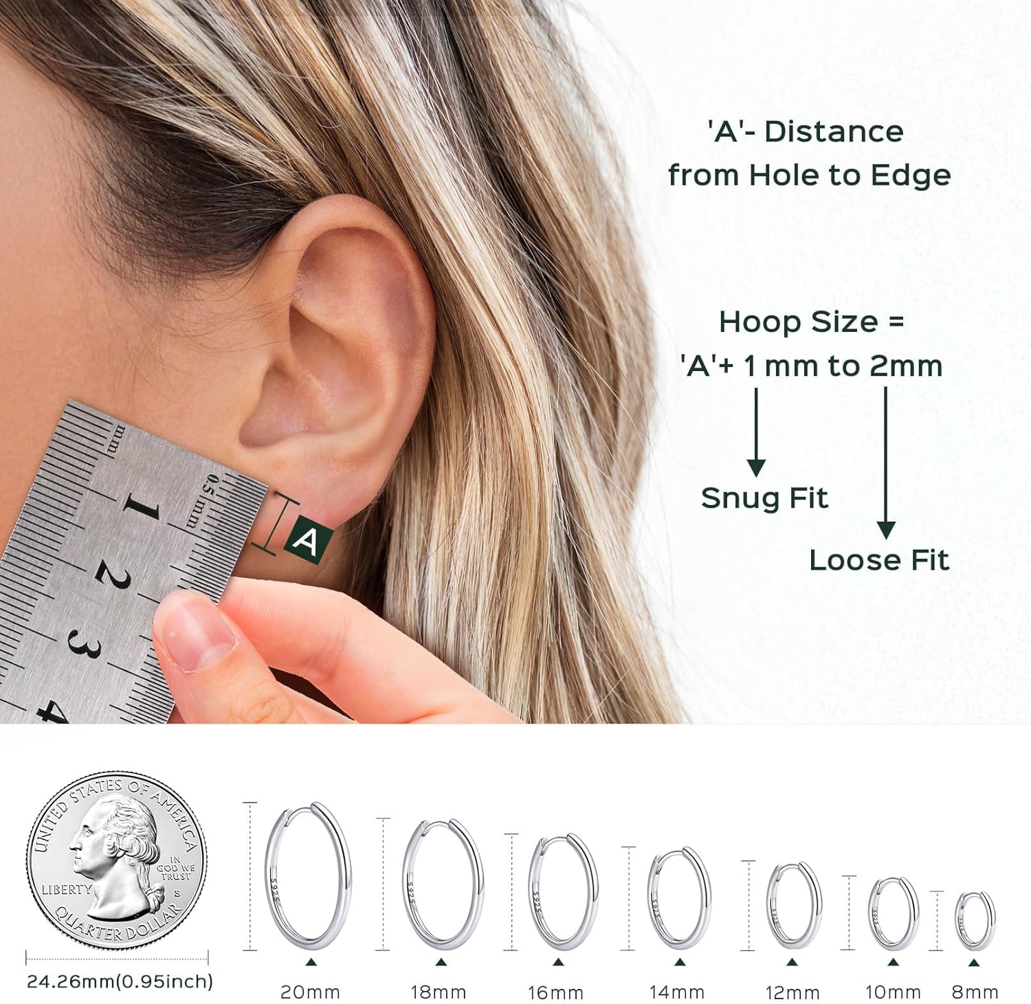 Dainty Hypoallergenic Hoop Earrings Details: Dimensions, Hypoallergenic, Latch Back.