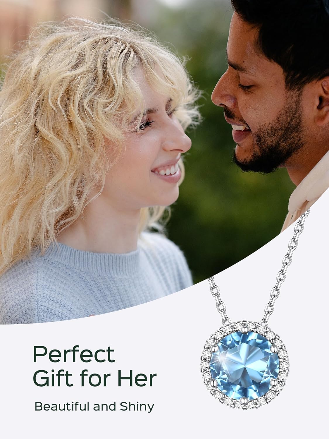 Round Cut Birthstone with Cubic Zirconia Necklace