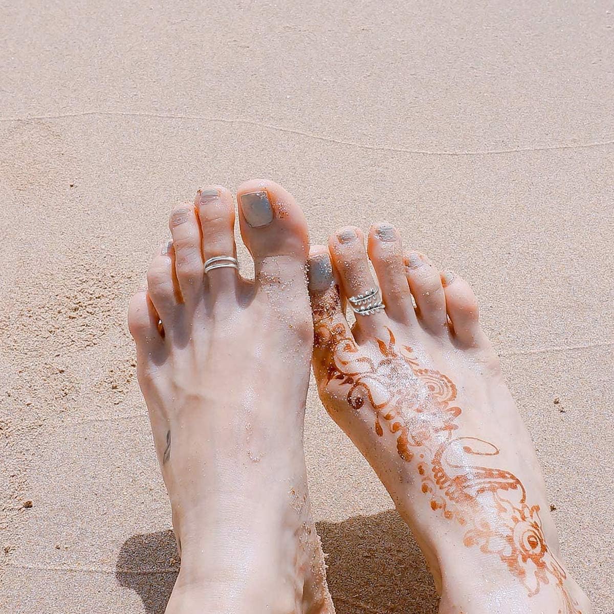 Adjustable Open Leaf Wrap Toe Ring for Women