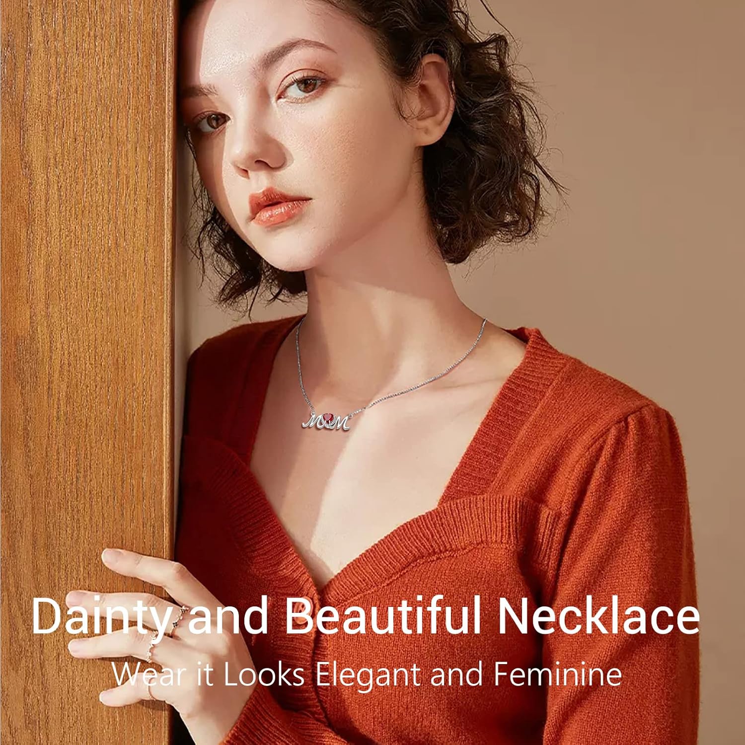 Mothers Day Birthstone Necklace for Women