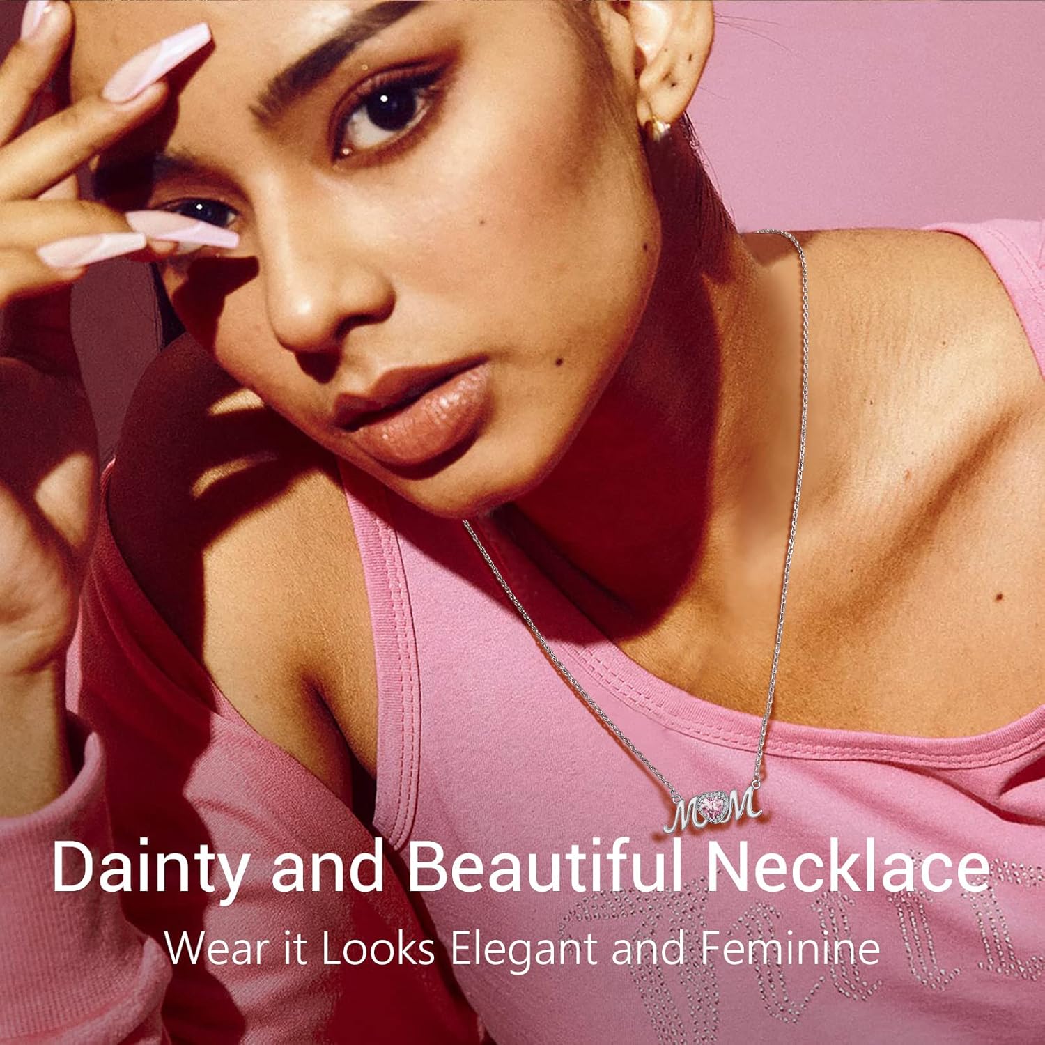 Mothers Day Birthstone Necklace for Women