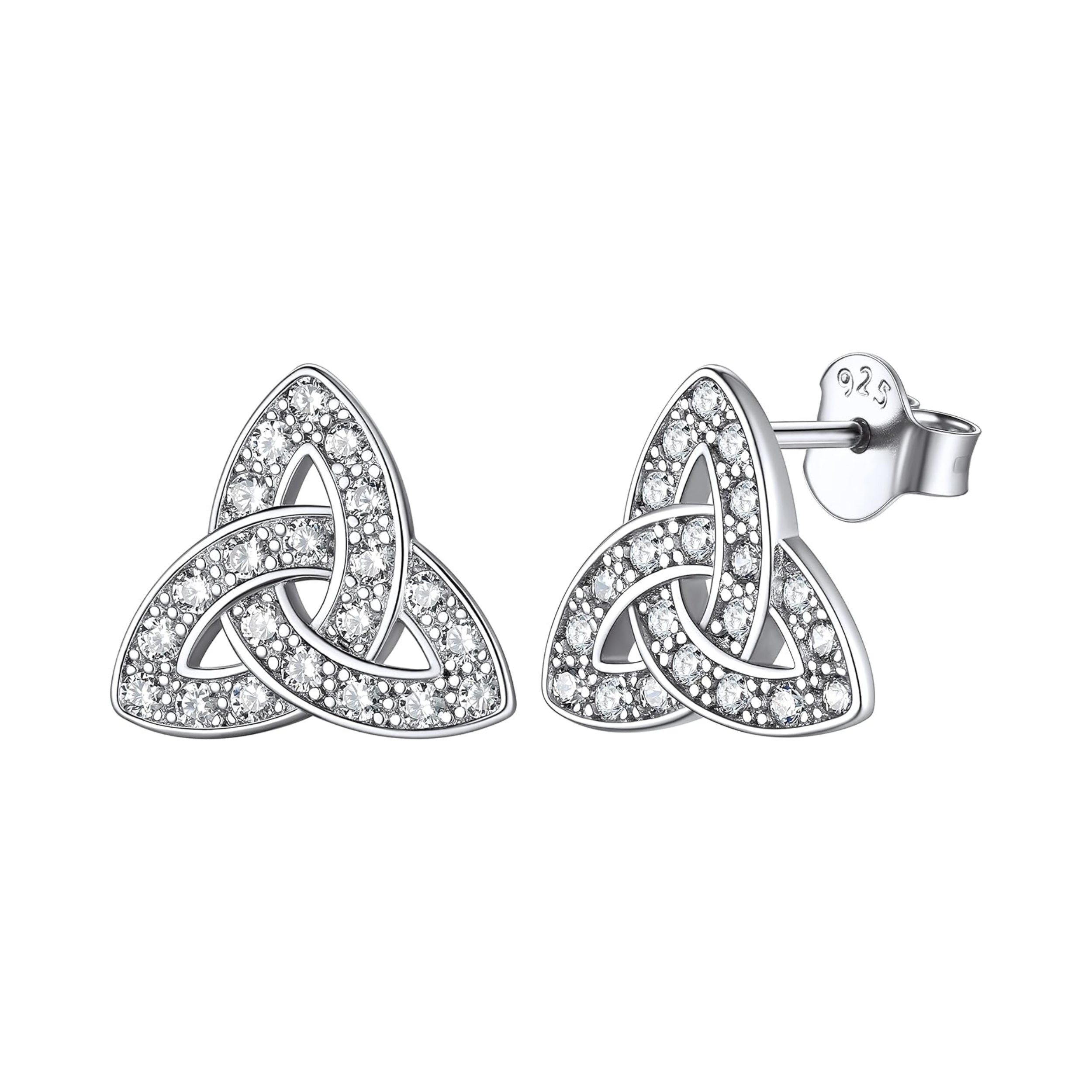 Dainty Cubic Zirconia Stones Triangle Triquetra Stud Earrings for Women