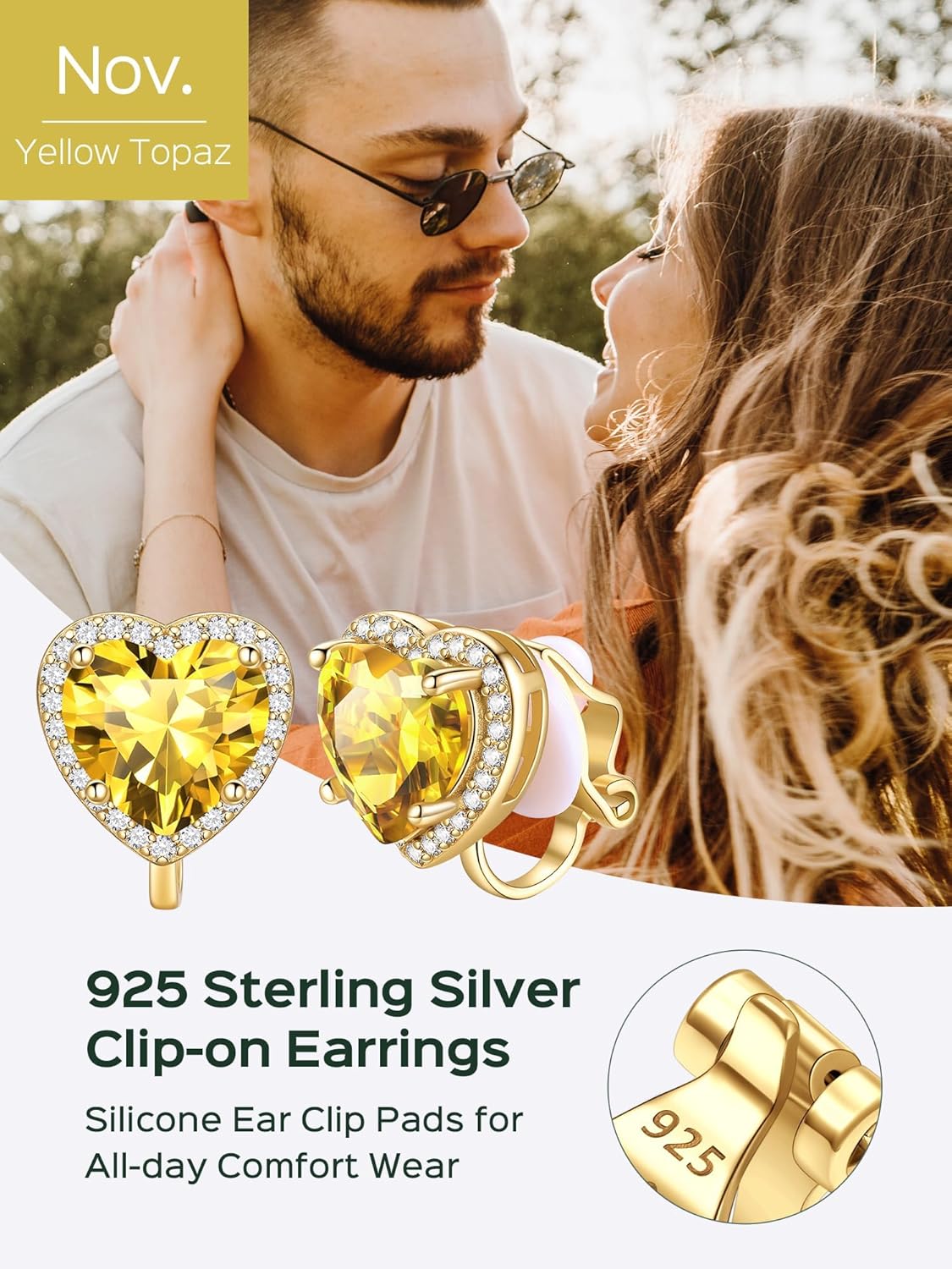 Hypoallergenic Birthstone Clip On Earrings