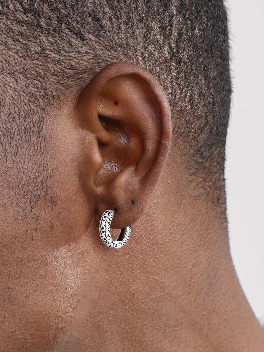 Celtic Knot Vine Huggie Hoops Earrings for Men