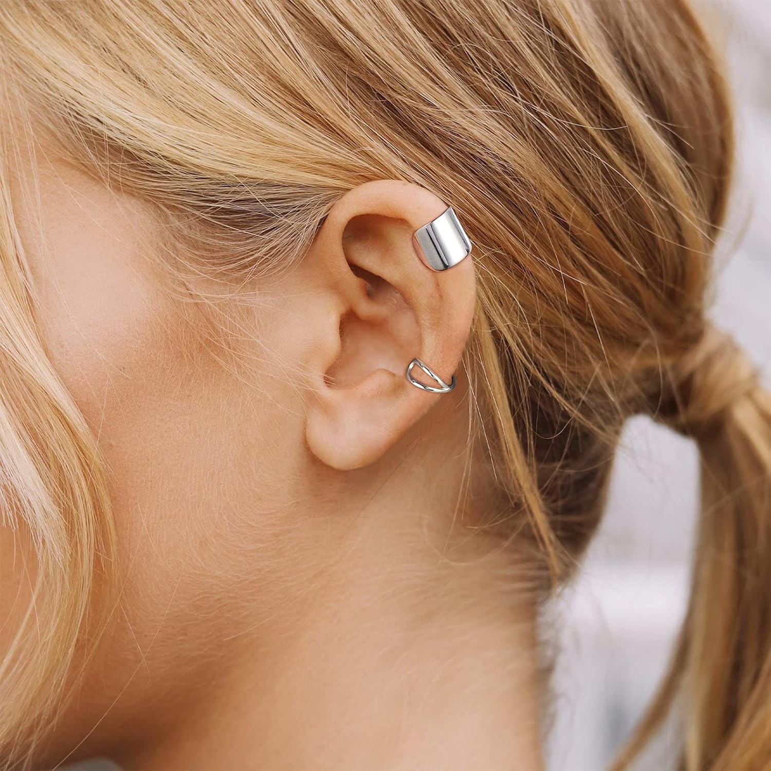 10mm Simple Cuff Non Piercing Clip on Cartilage Earrings