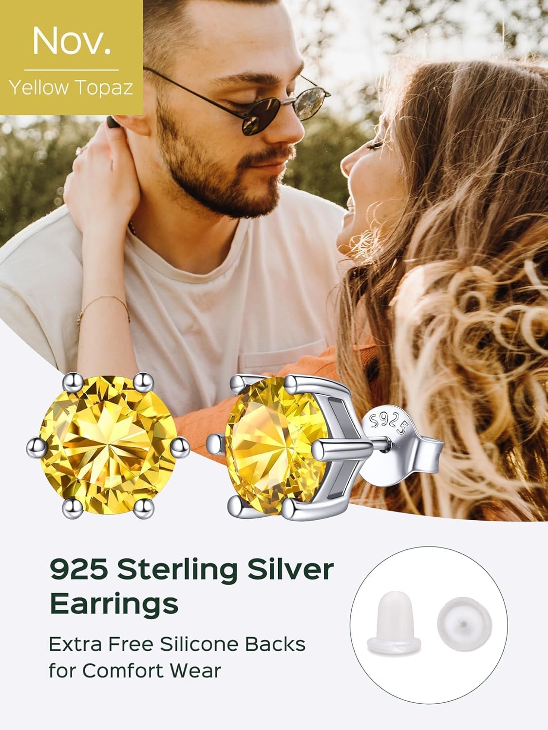 8.5mm Sparkling Round Cut Birthstone Halo Stud Earrings