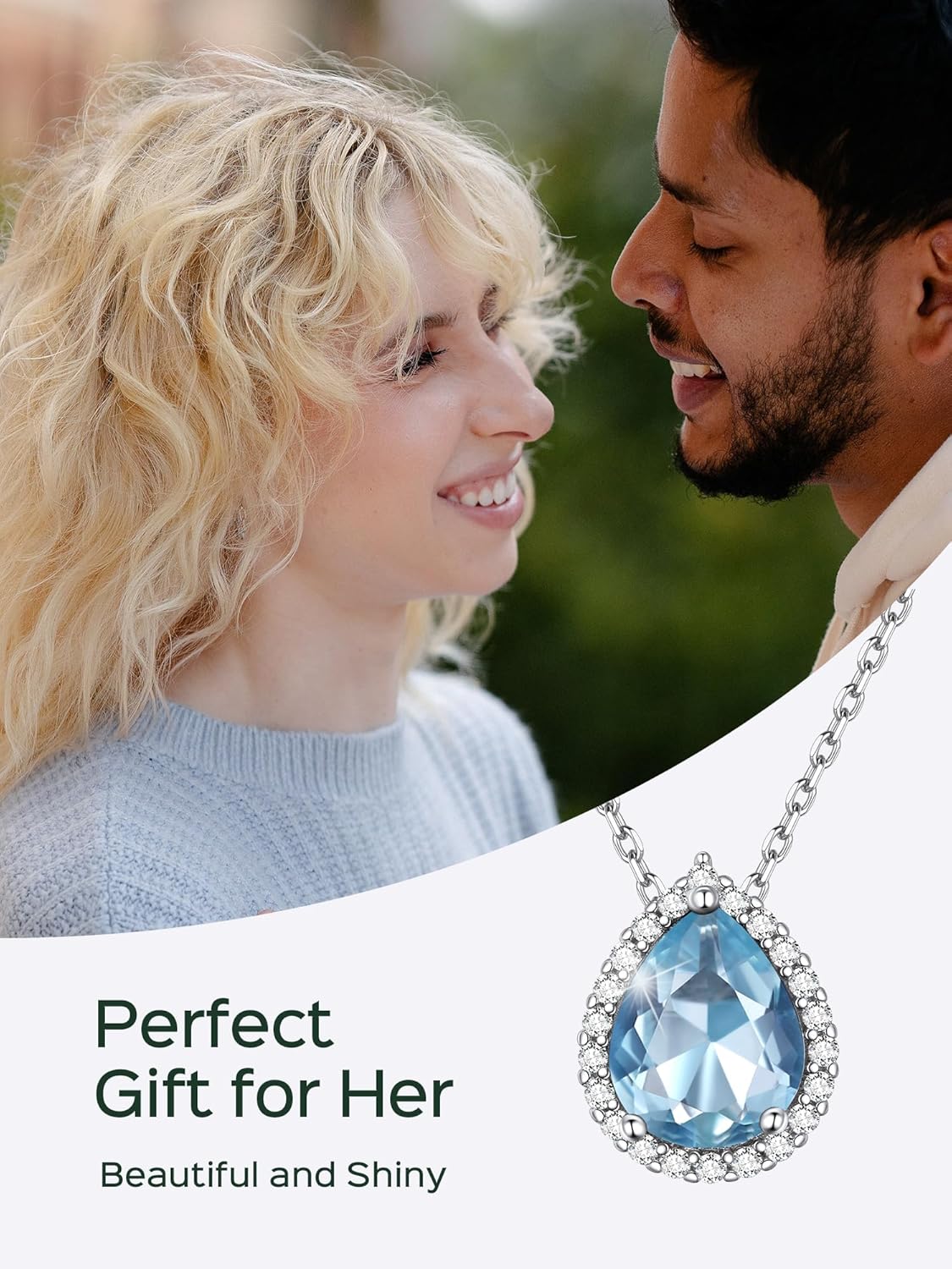 Pear Cut Teardrop Birthstone Diamond Necklace