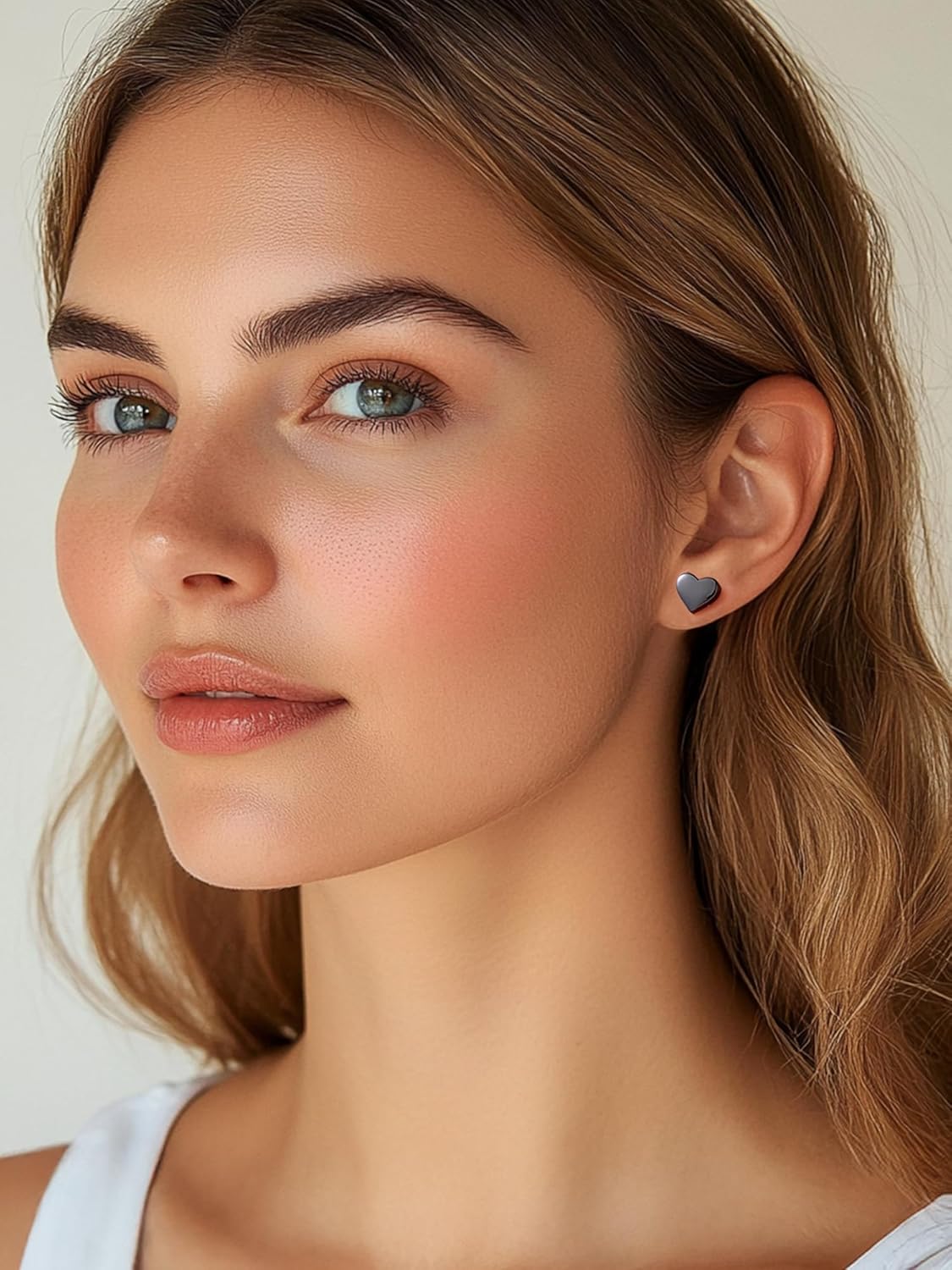 Black Classic 10mm Heart Stud Earrings for Women and Men, silver jewelry, gift idea, Sterling silver earrings, 925 sterling silver earrings