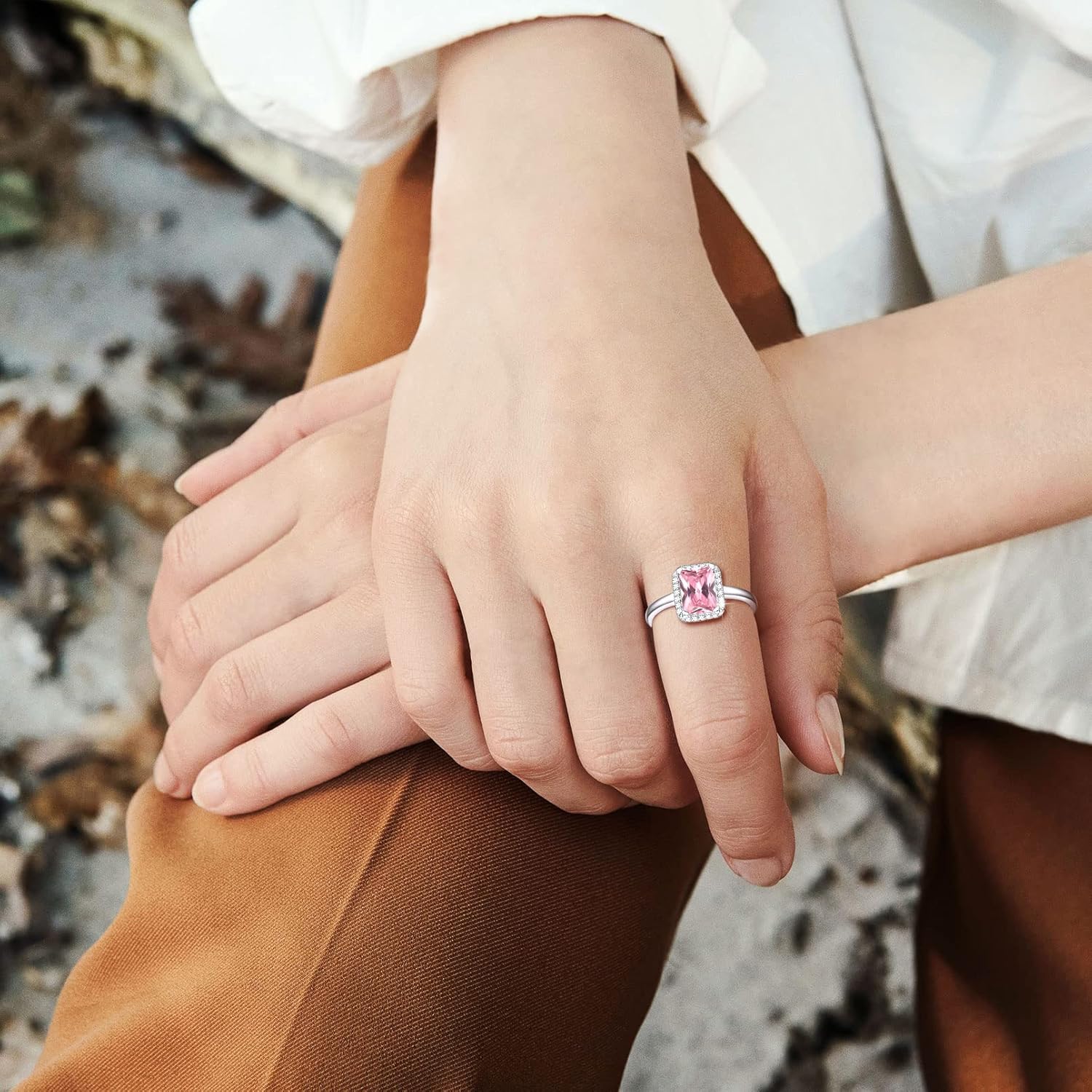 Square Emerald Cut Birthstone Promise Ring for her