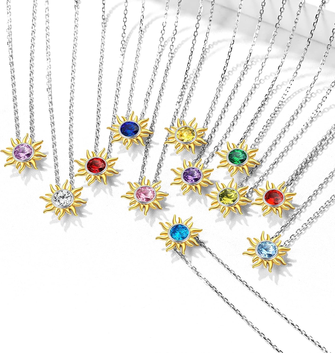 Sun Birthstone Necklace for ladies, jan birthstone, birthstone necklace,sterling silver jewelry, gem necklace