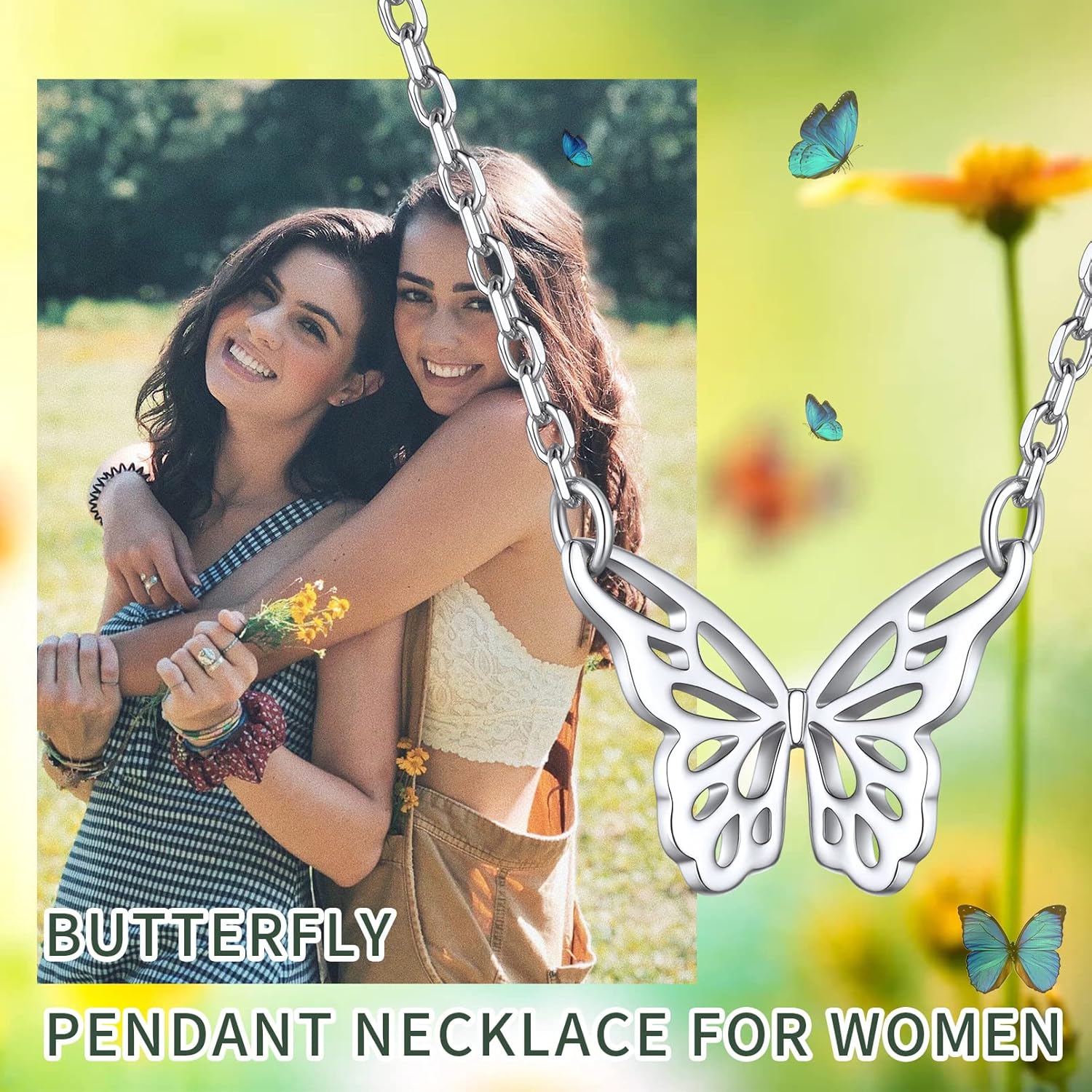 Minimalist Dainty Cute Butterfly Pendant Necklace for Women