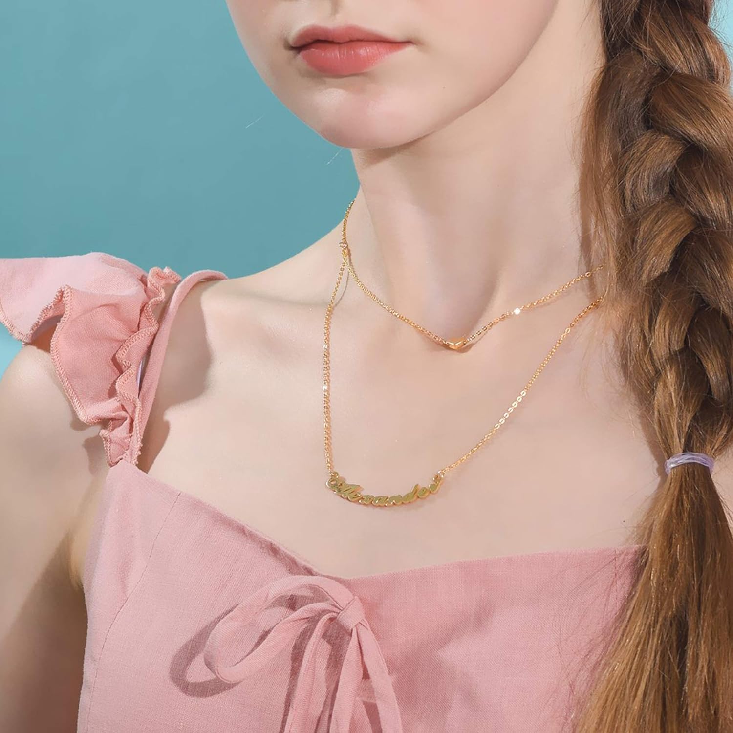 Customizable Name Heart Pendant Choker Necklace for Women