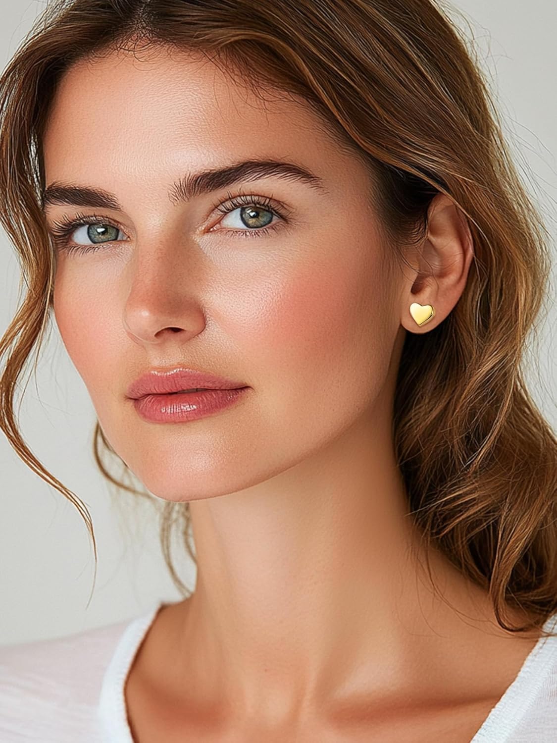 Gold Classic 10mm Heart Stud Earrings for Women and Men, silver jewelry, gift idea, Sterling silver earrings, 925 sterling silver earrings