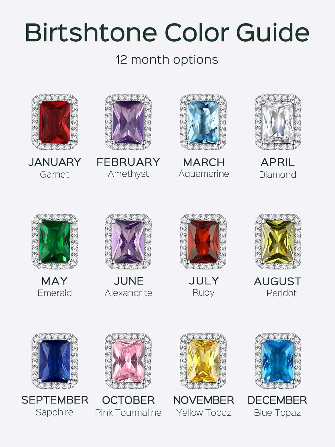 Square Emerald Cut Cubic Zirconia Halo Pendant Birthstone Necklace for Women, birthstone necklace, sterling silver jewelry, gem necklace 