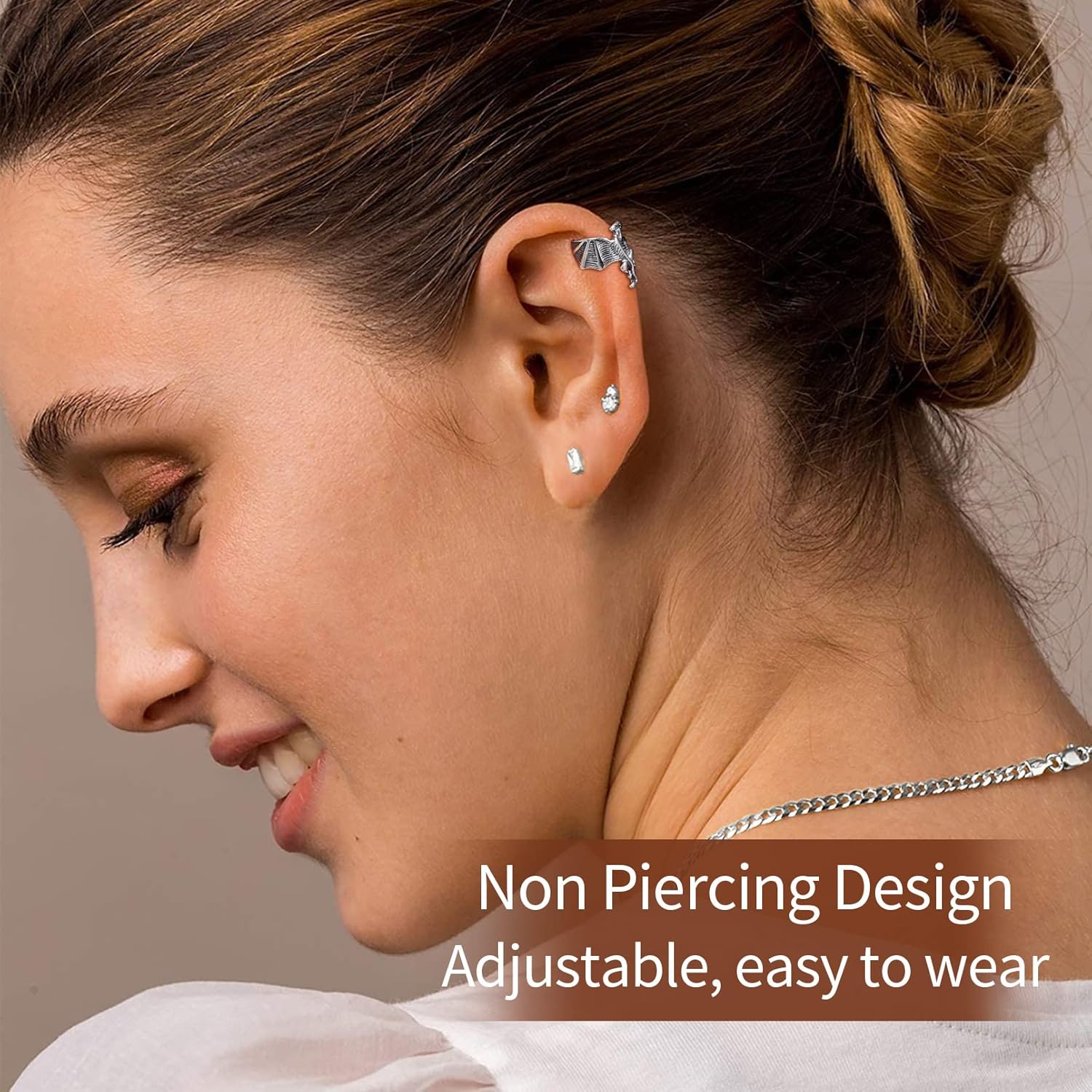 Dinosaur Non-Piercing Cartilage Cuff Earrings for Women