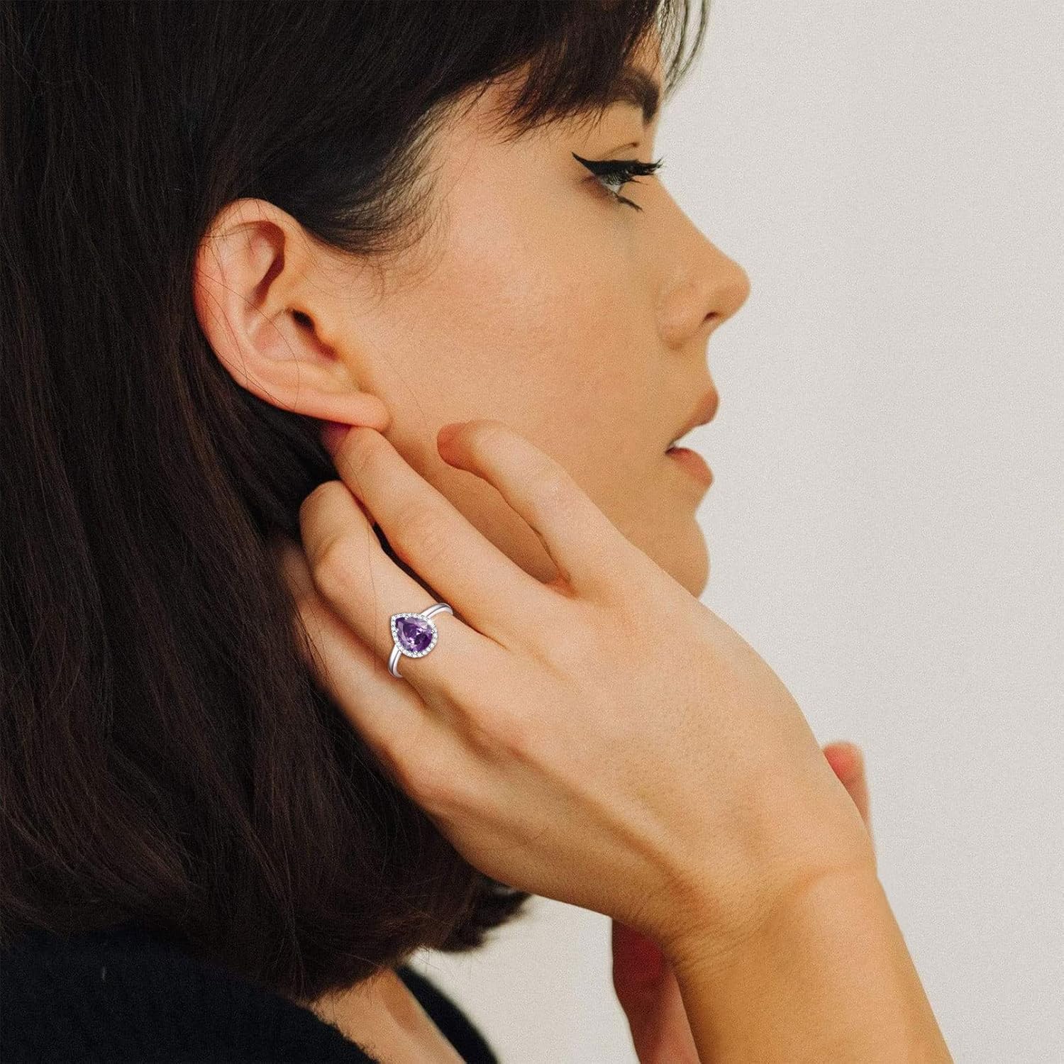 Promise Ring with Pear Cut Teardrop Birthstone for Women