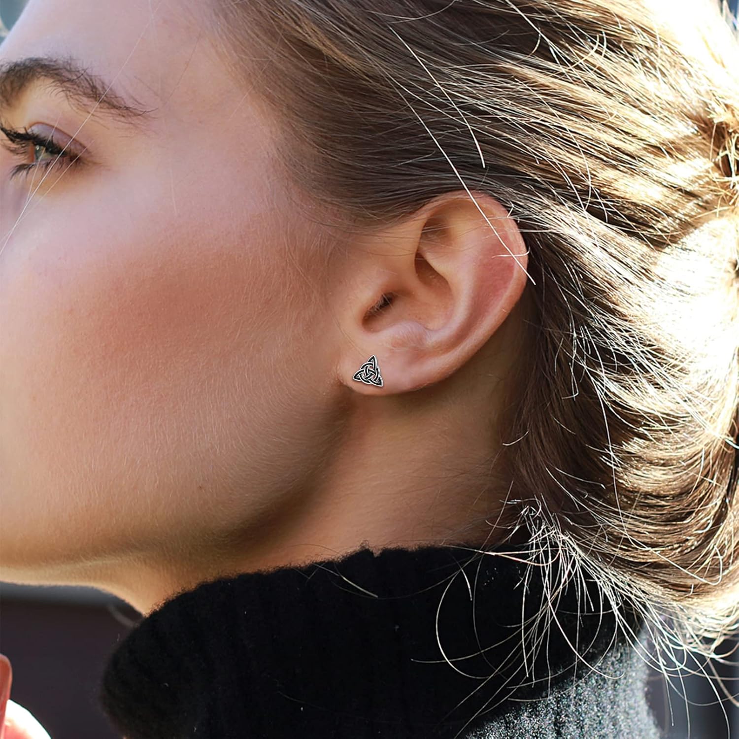 Black Minimalist Celtic Knot Earrings for Ladies