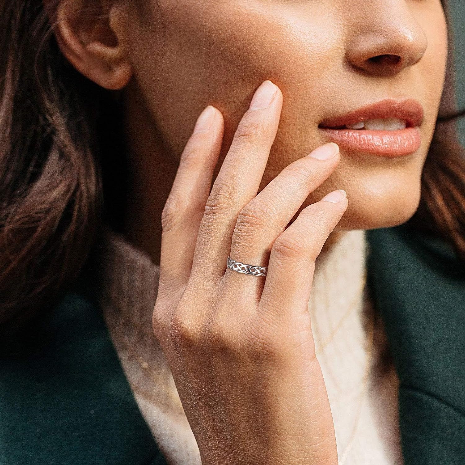 Celtic Knot High Polished Engagement Wedding Band Ring for Women