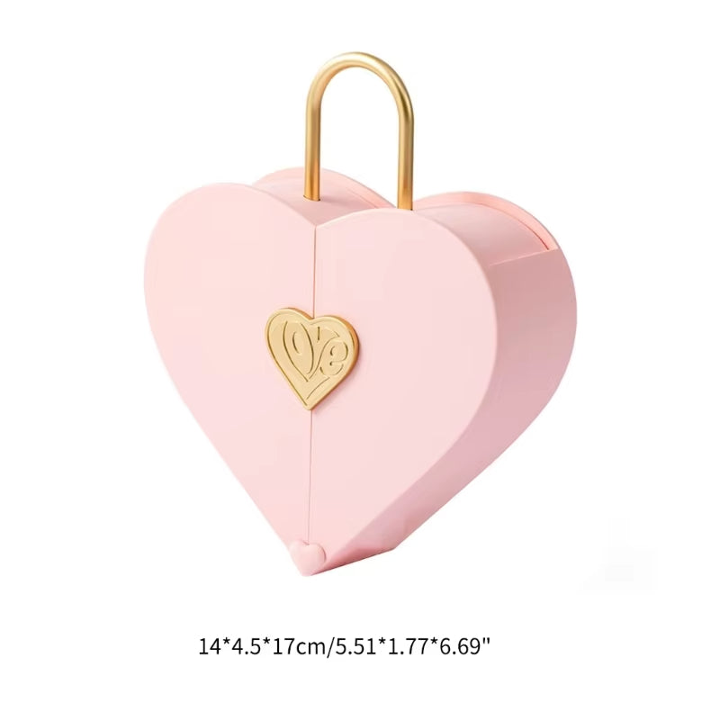 ChicSilver Concentric Lock Love Heart Pink Jewelry Box detail， Valentine's Day gift boxes