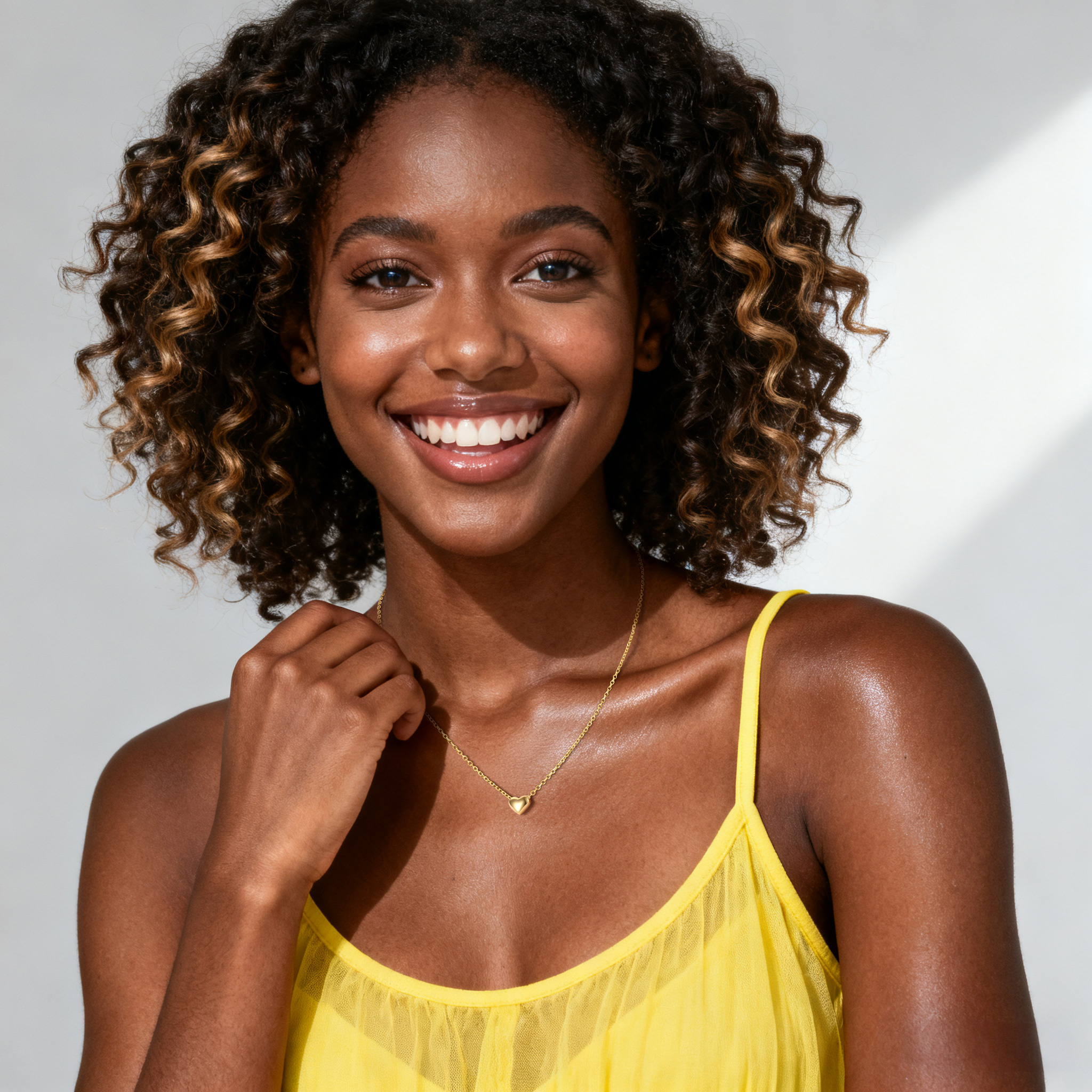 Tiny Dainty Puff Heart Pendant Gold Necklace for Mom, Women, Ladies, girlfriend, wife