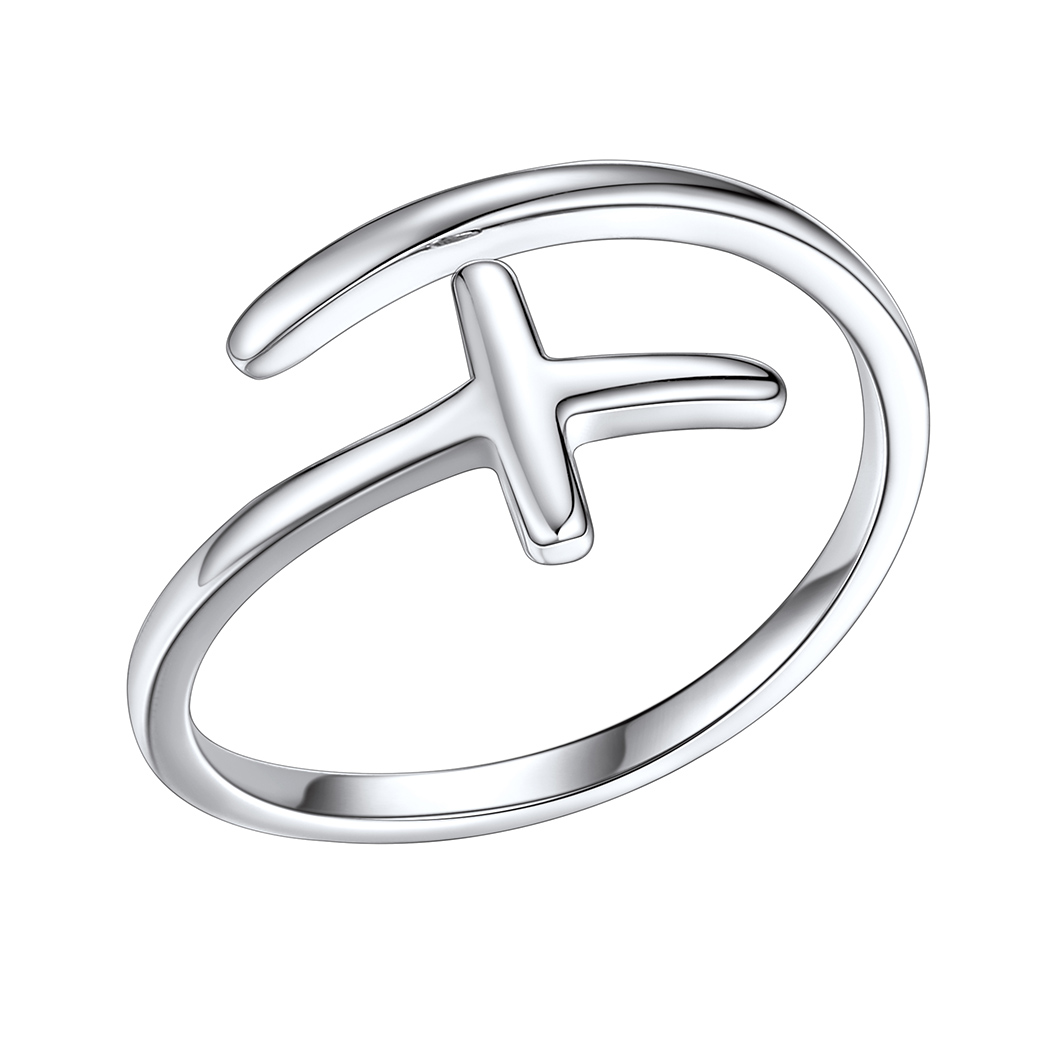 925 Sterling Silver Cross Adjustable Ring-02