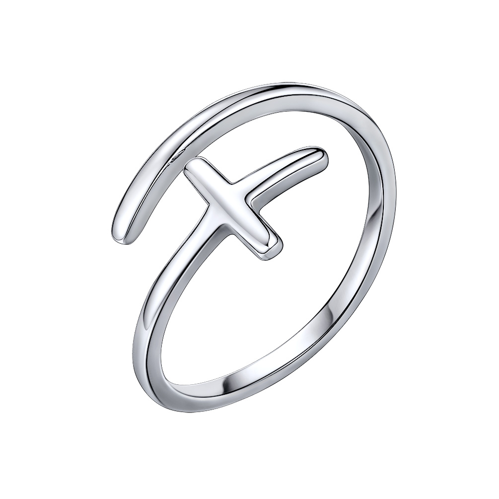 925 Sterling Silver Cross Adjustable Ring