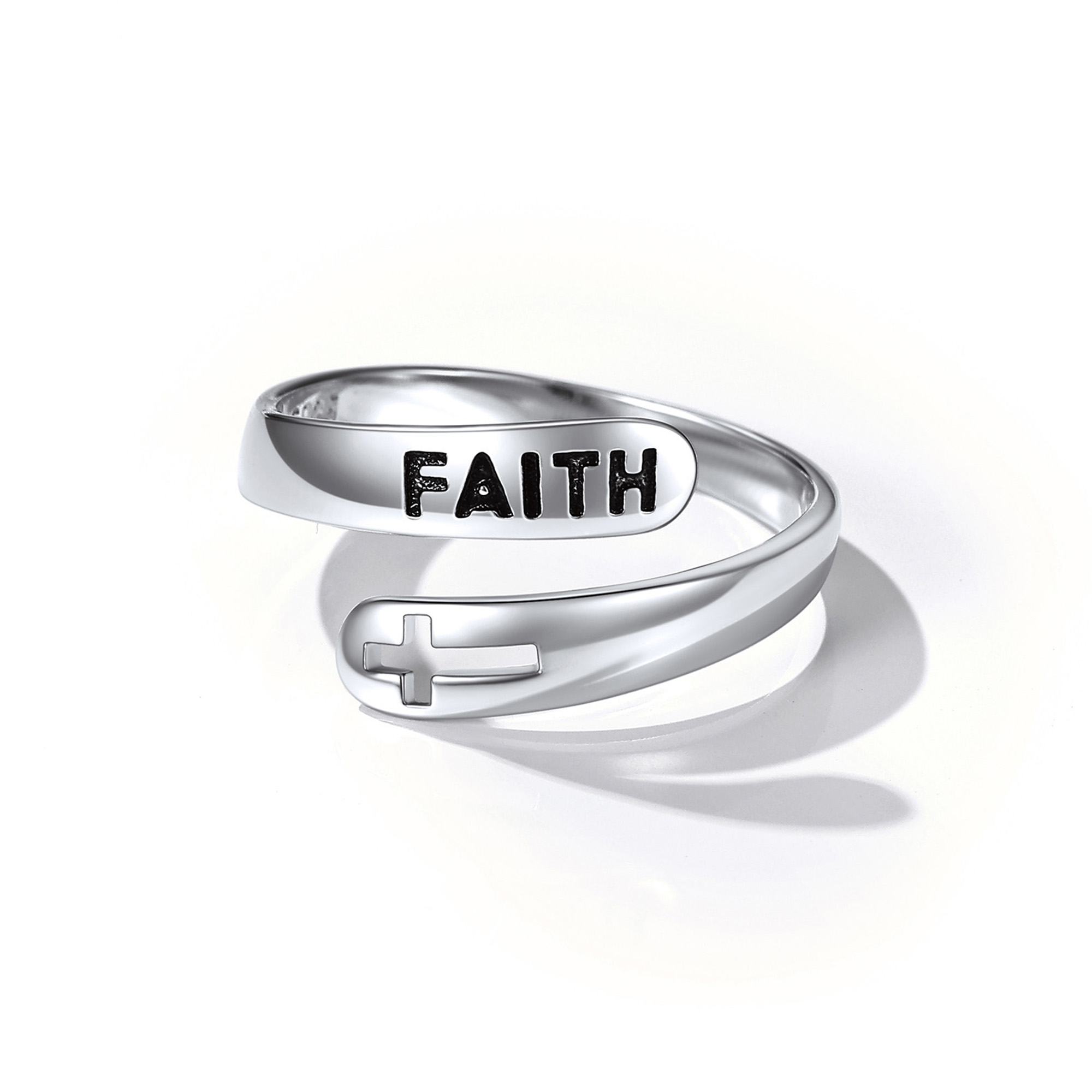 925 Sterling Silver Faith Cross Adjustable Ring-02